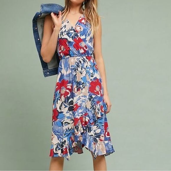 Tracy Reese Dresses & Skirts - Anthropologie Plenty By Tracy Reese Daphne Floral Faux Wrap Midi Dress Sz XL